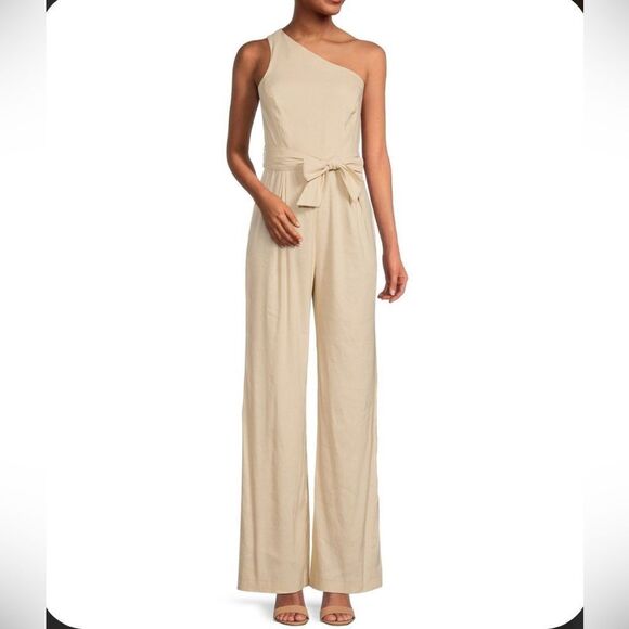 ❤️BRAND NEW Antonio Melani Carlos One Shoulder Linen Jumpsuit - Picture 1 of 6